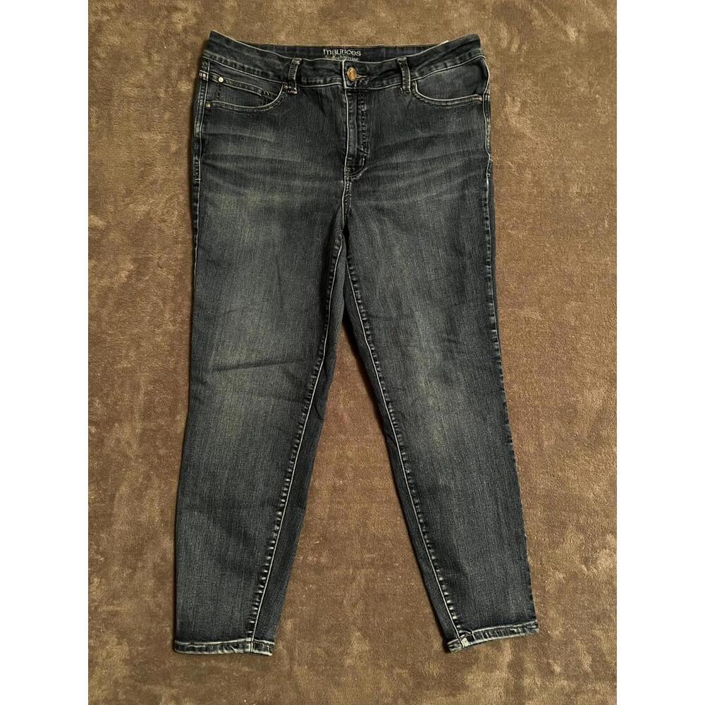 Maurices Everflex Jeans Plus Sz 16W SHORT Blue Denim High Rise Stretch Skinny